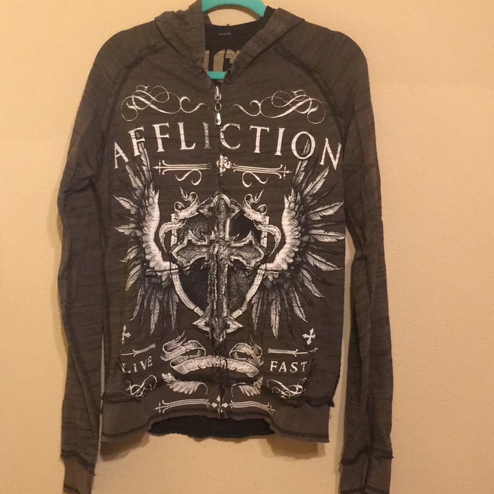 REVERSIBLE Men’s Small Affliction zip up hoodie